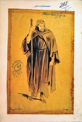 Kostuumontwerp voor de rol van Tannhauser in de opera Tannhauser van Richard Wagner